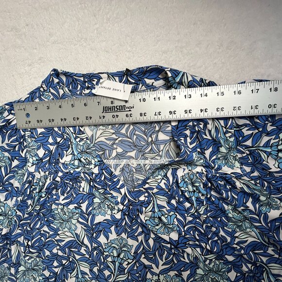 Lane Bryant Women's Floral Print V-Neck Casual Long Sleeve Blouse Blue 22/24 NWT - Picture 6 of 8